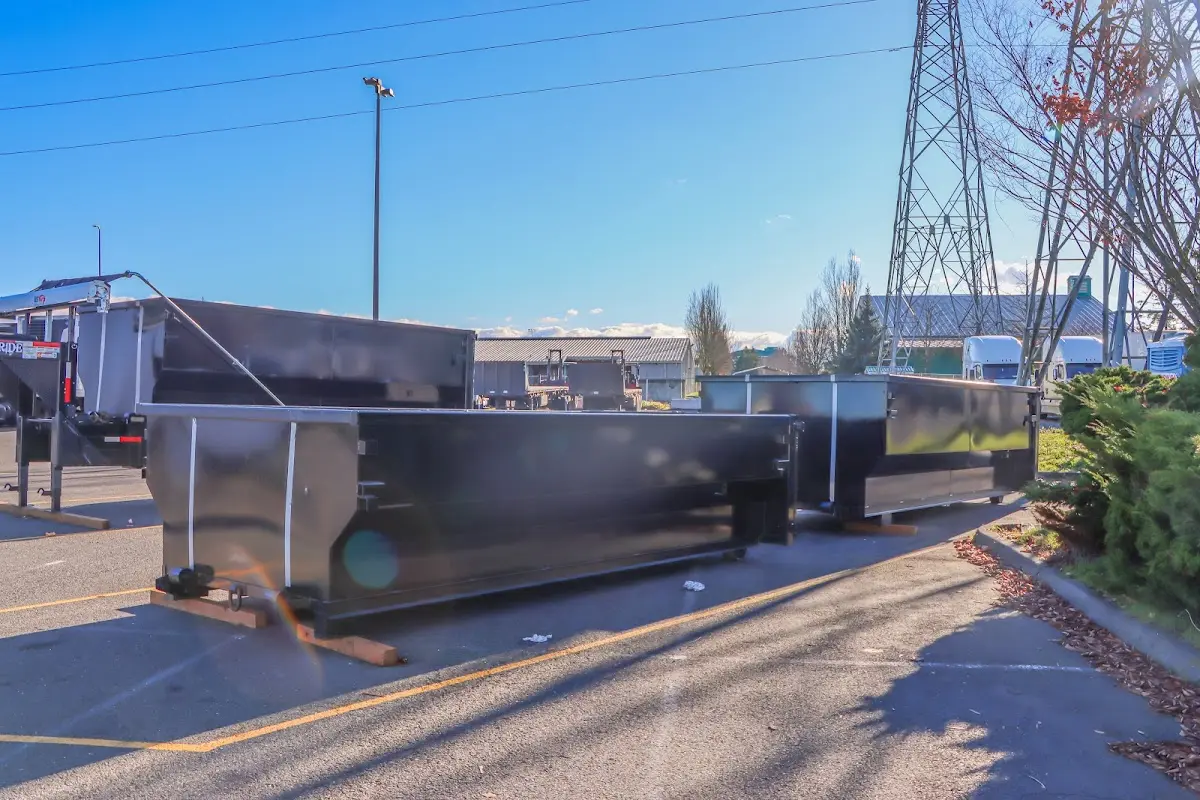 Roll-off dumpster ready for waste disposal at job site for 3 Yard Dumpster Rental in Converse